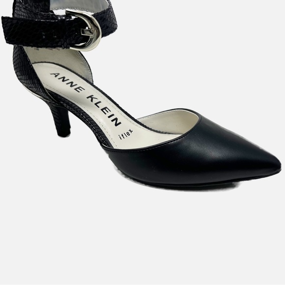 đ»NIB Anne Klein Ankle Strap DâOrsay Pumps Black Snakeskin